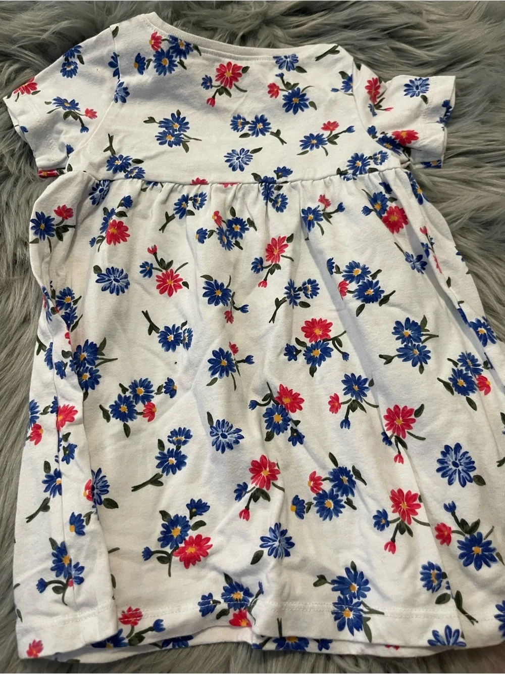 Cute baby girl dress white with blue and red flowers #2788